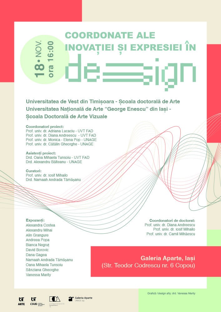 Expoziția COORDONATE ALE INOVAȚIEI ȘI EXPRESIEI ÎN DESIGN – Galeria Aparte, UNAGE Iași